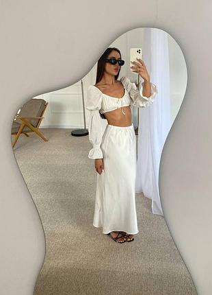 Елегантна юбка міді з шовку