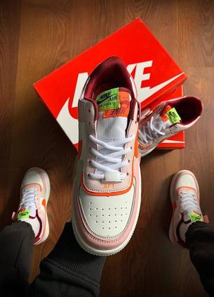 Кроссовки белые розовые air force 1 shadow white & pink & orange2 фото