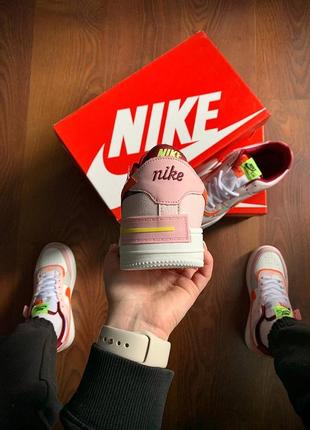 Кроссовки белые розовые air force 1 shadow white & pink & orange4 фото