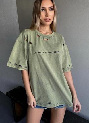 Женская футболка оверсайз с эффектом варки