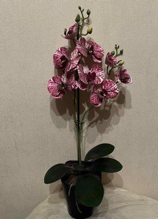 Орхидея искусственная композиция в горшке штучна1 фото