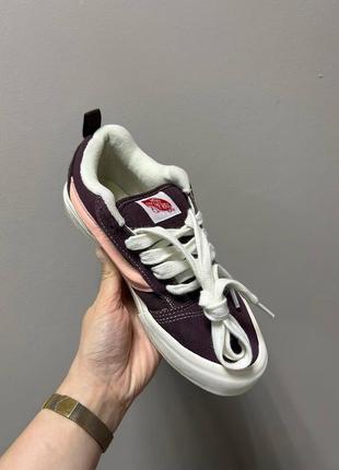 Жіночі кеди бордові з рожевим vans knu burgundy pink3 фото