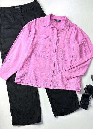 Розовая оверсайз рубашка в стиле барби