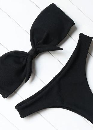 Чёрный купальник женский раздельный, купальник на высокой посадке, купальник с высокими плавками модный