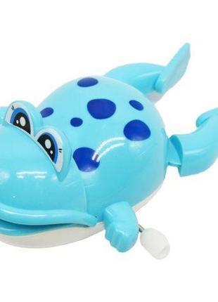 Заводная игрушка "веселая жабка", голубая