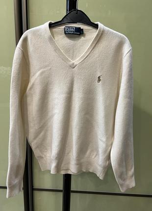 Пуловер светер кофта для парня молочного цвета polo ralph lauren l