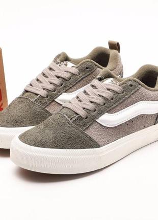 Мужские кеды хаки с серым vans knu khaki grey6 фото