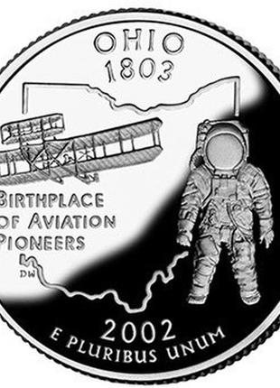 Сша ¼ доллара, 2002 квотер штата огайо  №1828