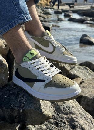 Джорданы jordan 1 retro low golf travis scott neutral olive