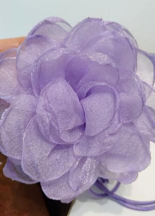 Чокер шнурок на шию троянда тканева шифонова квітка світла бежева пояс