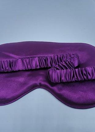 Шёлковая маска для сна / повязка для глаз фиолетовая5 фото