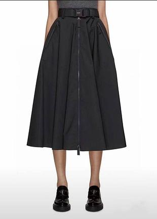 Юбка в стиле prada medium длинная клэш с молнией черная