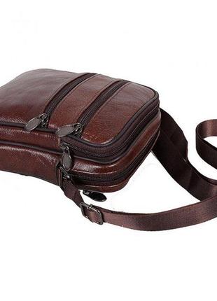Кожаная сумка планшет небольшая jz nv-n2366 коричневая4 фото