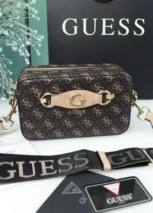 Сумка женская  коричн+ беж guess FL7VAE гесс кросс-боди
