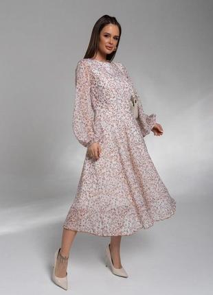 Цветочное классическое платье из шифона1 фото
