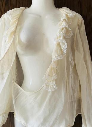 Шелковая блузка kaliko оригинал натуральный шелк блуза нарядная белая размер s,m4 фото