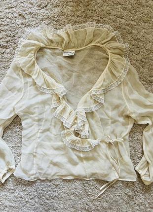 Шелковая блузка kaliko оригинал натуральный шелк блуза нарядная белая размер s,m