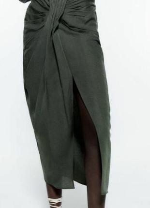 Инстаграмная льняная юбка zara, размер м.3 фото