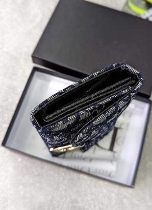 Гаманець dior жіночий гаманець діор синій текстильний конверт4 фото