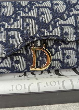 Гаманець dior жіночий гаманець діор синій текстильний конверт3 фото