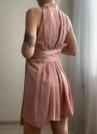 Легка коктейльна асиметрична сукня міні6 фото