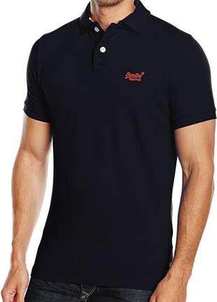 Стильне якісне поло темно-синього кольору superdry the classic polo, made in india1 фото