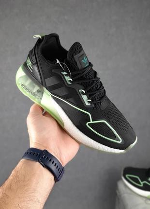 ❗️ акция ❗️кроссовки adidas zx 2k черные с салатовым❗️распродаж последних размеров❗️2 фото