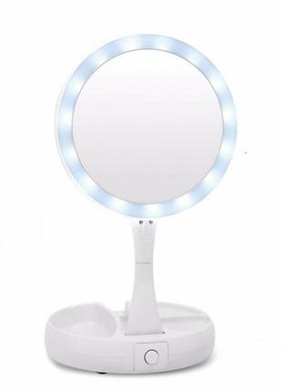 Складне дзеркало для макіяжу з led підсвічуванням та приближенням2 фото