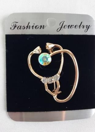 Брошка фонендоскоп золотистий fashion jewelry