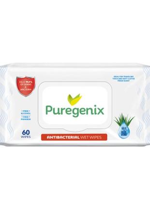 Антибактеріальні вологі серветки puregenix 60 шт