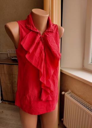 Красная шелковая блуза, xs zara3 фото