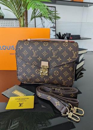 Cумка женская луи витон  louis vuitton пошет  коричневый + светлый беж