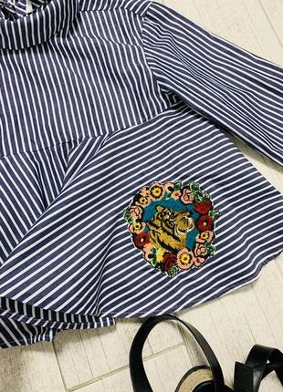 Стильная женская блуза zara свободного кроя в полоску6 фото