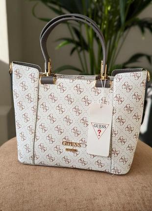 Сумка женская  белый guess гесс  на три отделения