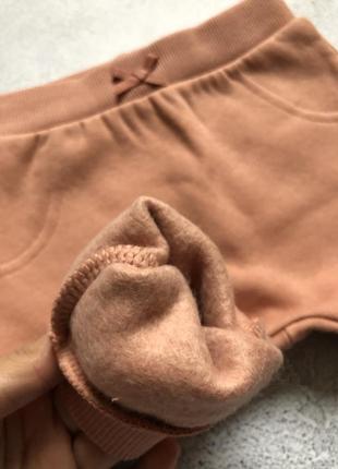 Утепленные штаны на флисе george 0-3-6-9-12-18, 1-1,5-2, штанишки пудровые джогеры, лосины3 фото
