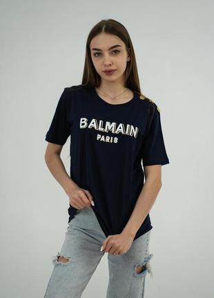 Футболка женская balmain hb-51200 navy blue l3 фото