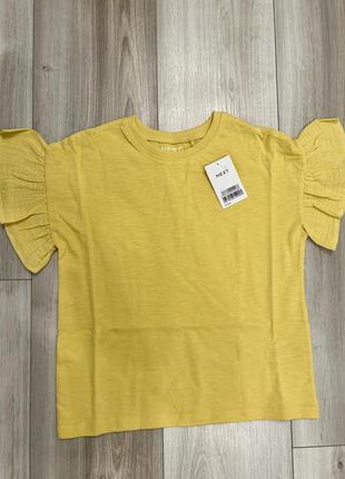 Желтая детская футболка next с оборками2 фото