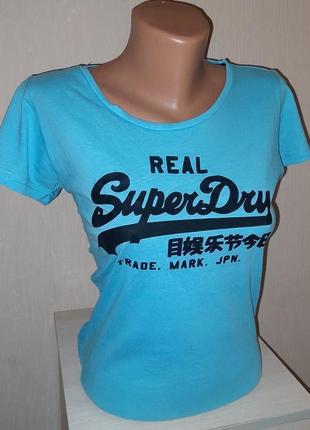 Модна блакитна футболка real superdry trade. mark, made in turkey, блискавичне надсилання3 фото