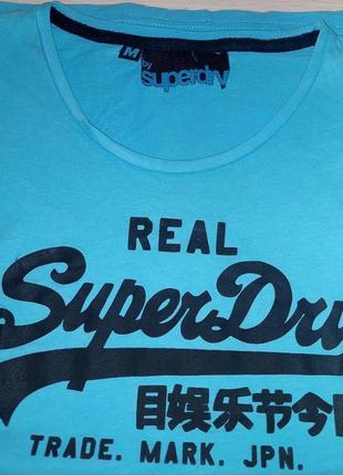 Модна блакитна футболка real superdry trade. mark, made in turkey, блискавичне надсилання4 фото