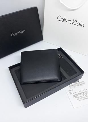 Чоловічий шкіряний гаманець портмоне з брелоком чорний5 фото