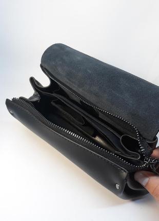 Мужской кожаный кошелек барсетка клатч портмоне черный7 фото