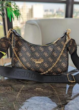 Сумка жіноча guess багет коричнева гес
