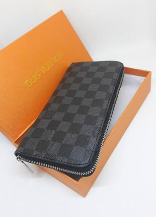 Чоловічий шкіряний гаманець клатч портмоне темно-сірий