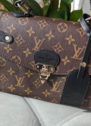 Сумка луи витон  саквояж louis vuitton большая коричнево-черный3 фото