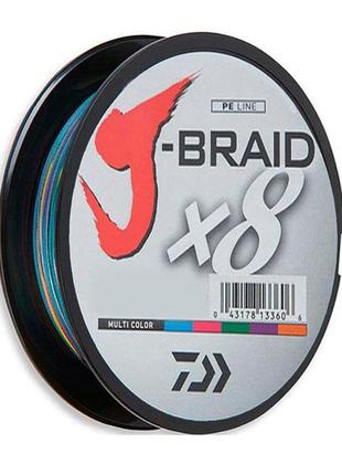 Шнур daiwa j-braid x8 150m multi color 0.06мм 4кг