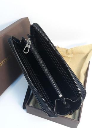 Чоловічий шкіряний гаманець клатч барсетка портмоне чорний2 фото