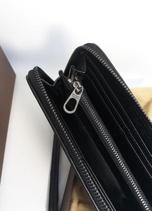 Чоловічий шкіряний гаманець клатч барсетка портмоне чорний5 фото