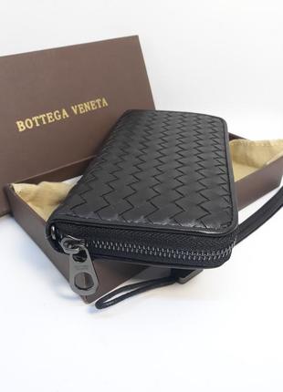 Чоловічий шкіряний гаманець клатч барсетка портмоне чорний8 фото