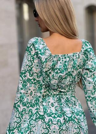Жіноча літня сукня плаття міді літо з відкритими плечима та розрізом6 фото