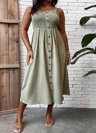 Чудова батал оливкова сукня з еластичним верхом, 1500+ відгуків4 фото